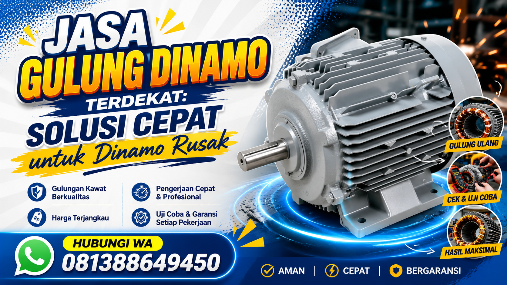 Jasa Gulung Dinamo Terdekat, Cepat dan Bergaransi